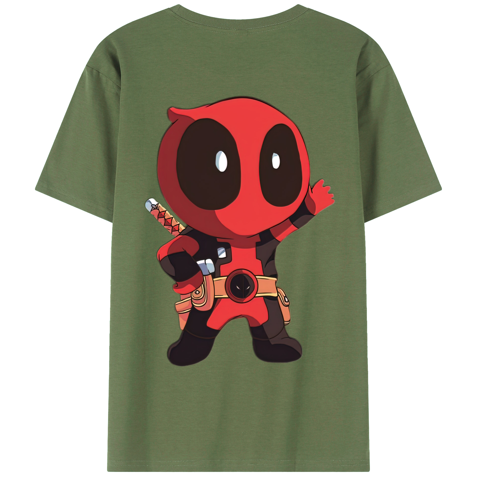 （画像用） Deadpool デッドプール 綿100％ メンズ半袖Tシャツ（バックプリント） 通気性